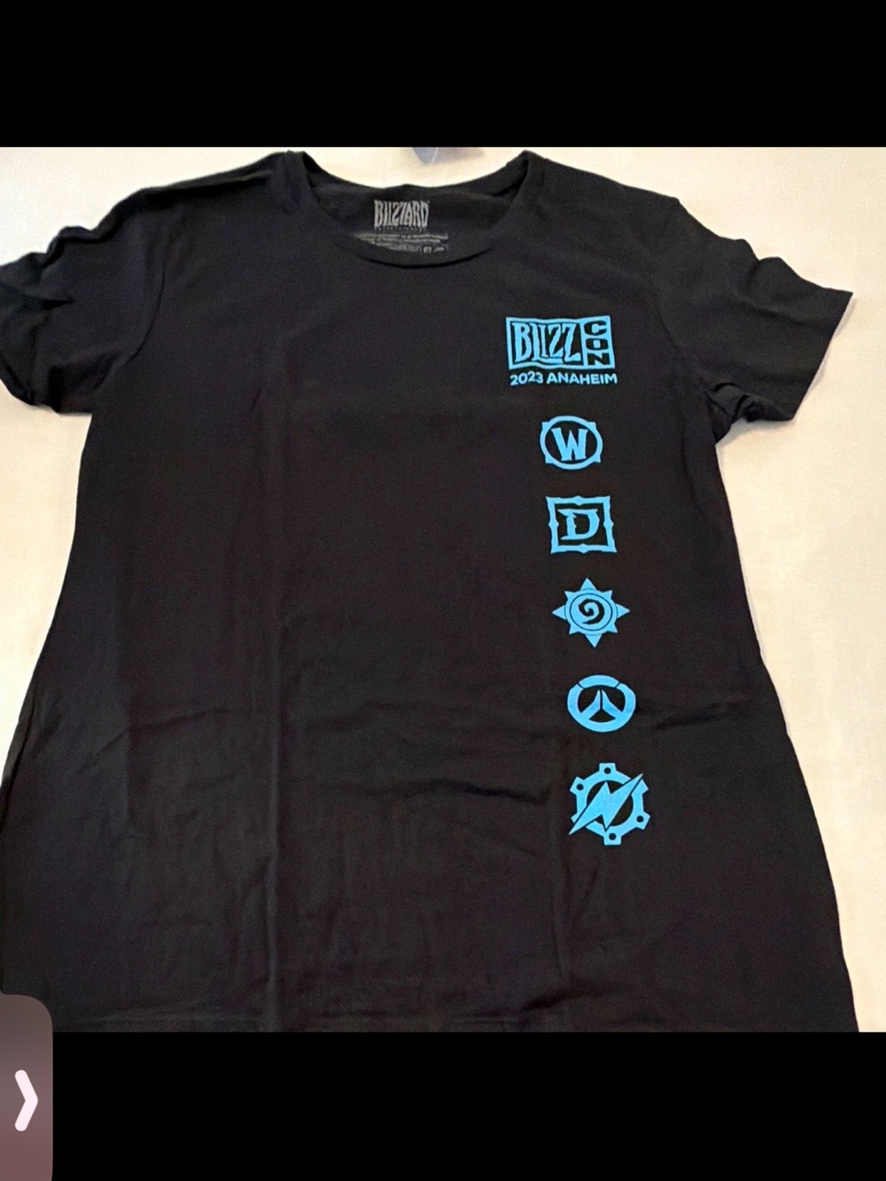 Blizzard 2023 Anaheim Black T-Shirt with Blue Game IconsSize Xl